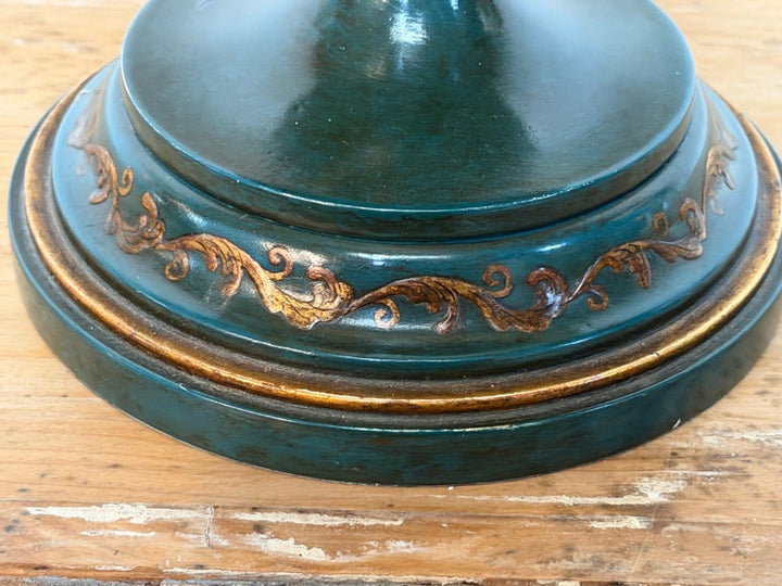 Italian Neoclassical Tole Urn Table Lamp Hand Painted Original Parchment Shade