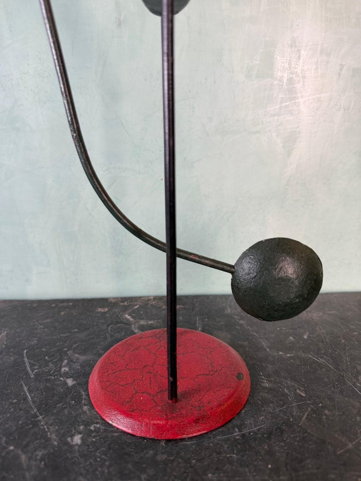 Vintage Folk Art Santa Claus on Reindeer Balancing Kinetic Sculptured