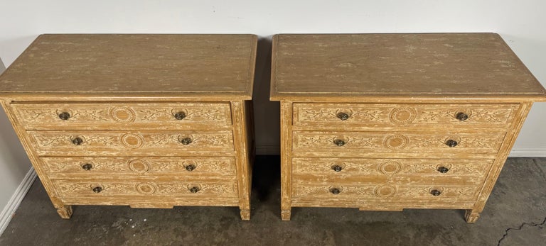 Pair of Swedish Gustavian Painted Four-Drawer Chests of Drawers