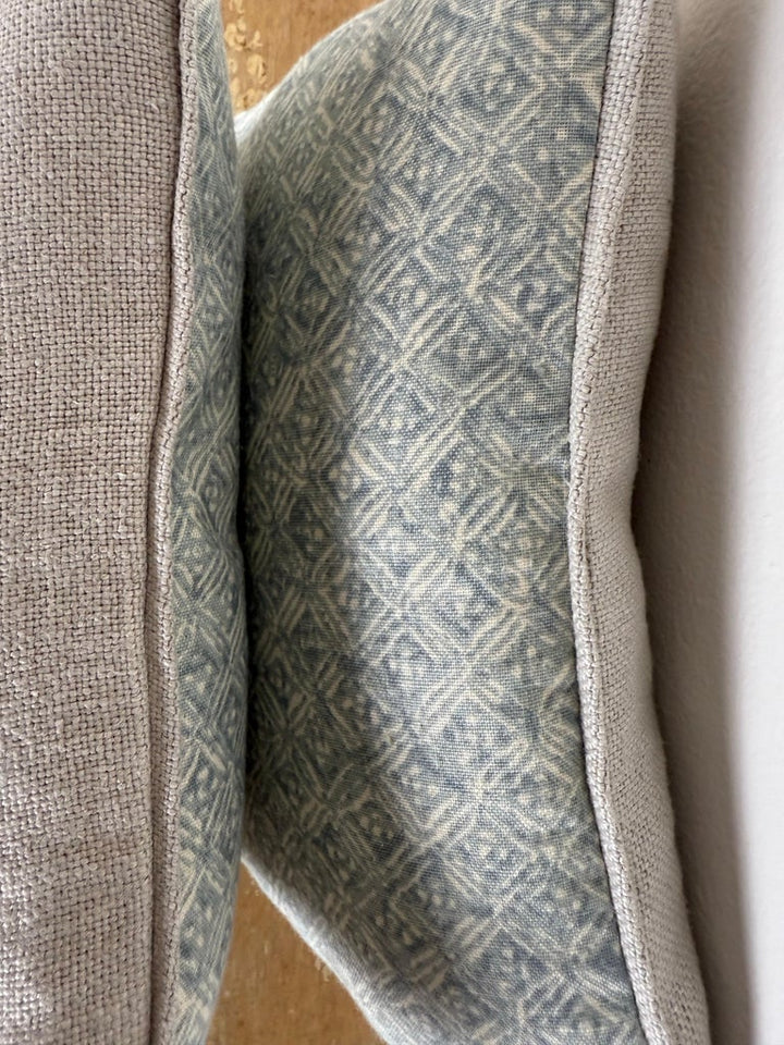 Petite Pair of Printed Linen Pillows with Belgian Linen Backs