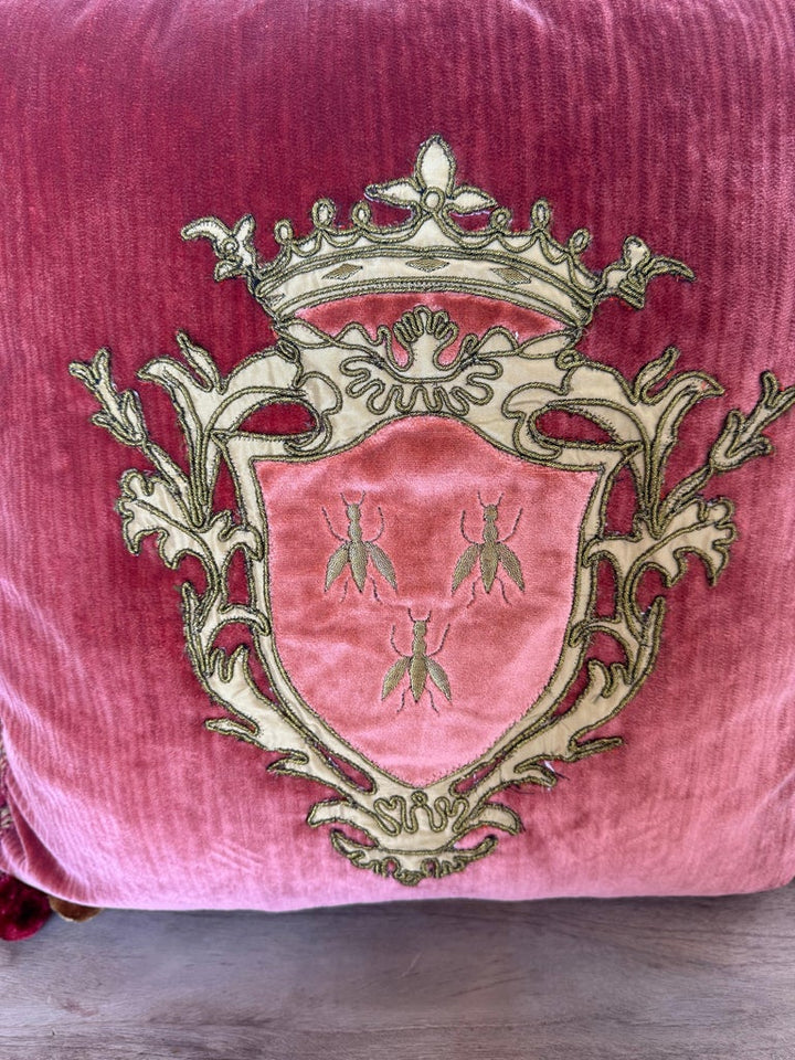 Pair of Custom Velvet Pillows with Heraldic Crest