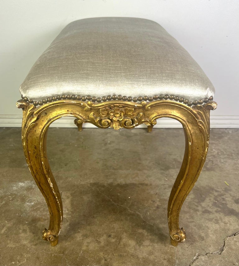 French Louis XV Style Gilt Wood Bench