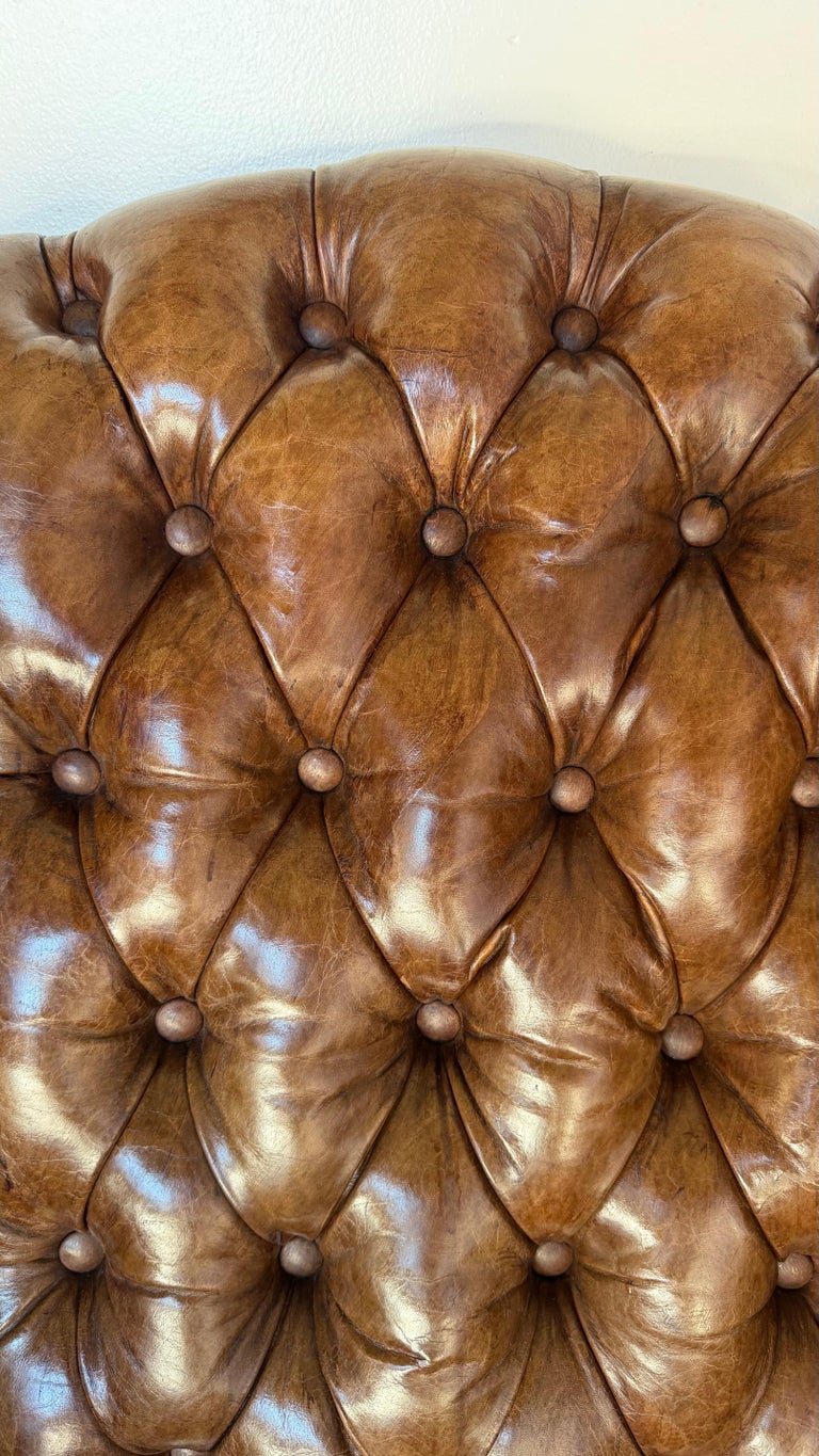 Georgian Wingback Armchairs, Leather Upholstery, Circa 1940s