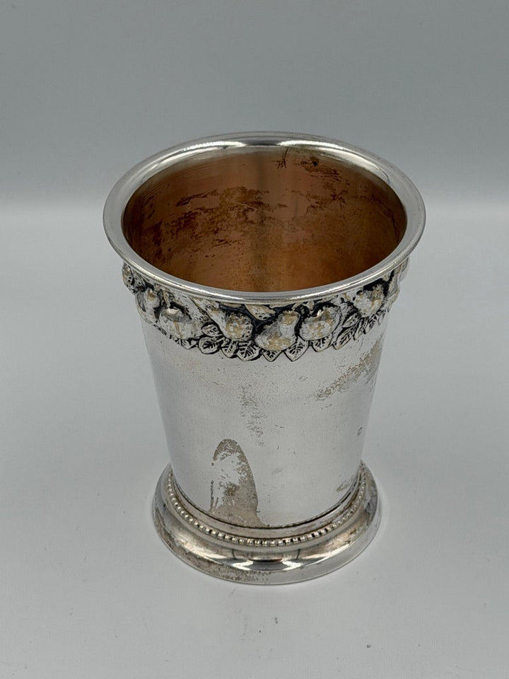 Neoclassical Revival Silver Plate Cup with Repoussé Fruit Garland