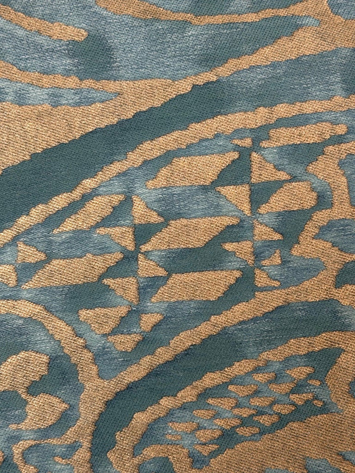 Authentic Fortuny Aquamarine Velvet &amp; Gold Pillows, Italy, 21st Century
