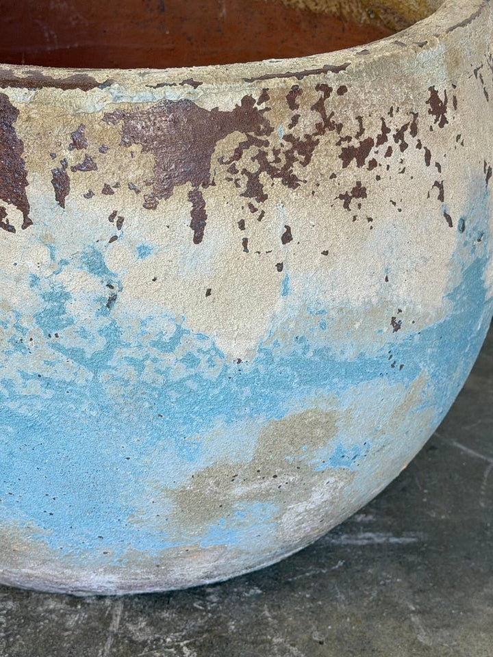 Pair of Monumental Low Bowl Terra Cotta Planters