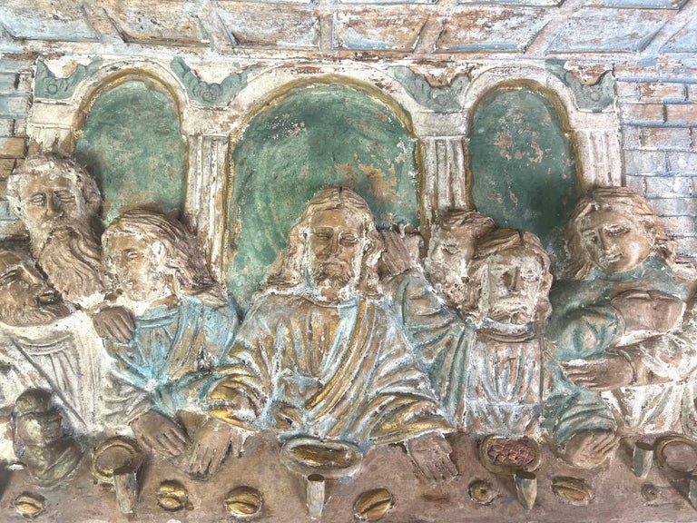 Italian Carved Wood Depiction of "The Last Supper"