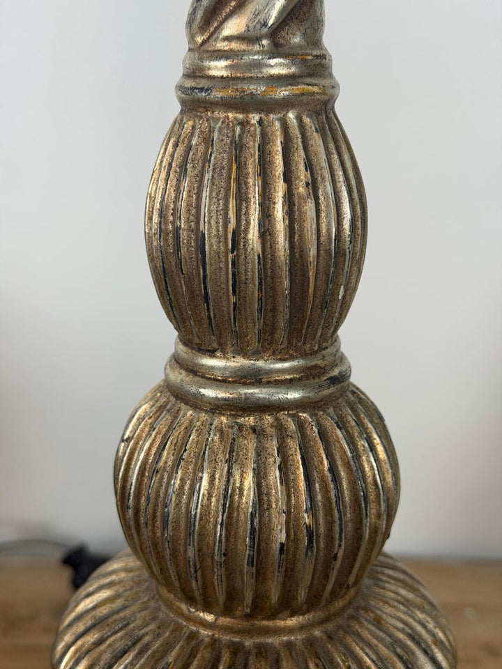 Pair of Italian Baroque Barley Twist Table Lamps - Silvered and Giltwood