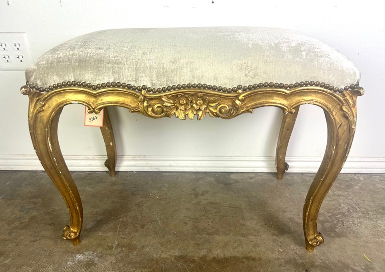 French Louis XV Style Gilt Wood Bench