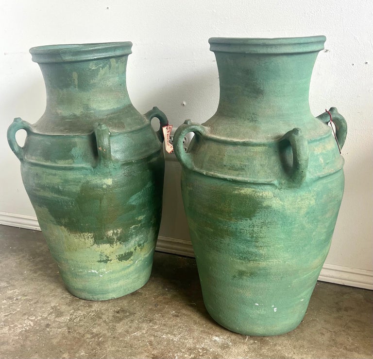 Pair of Italian Glazed Ceramic Urns C. 1930's