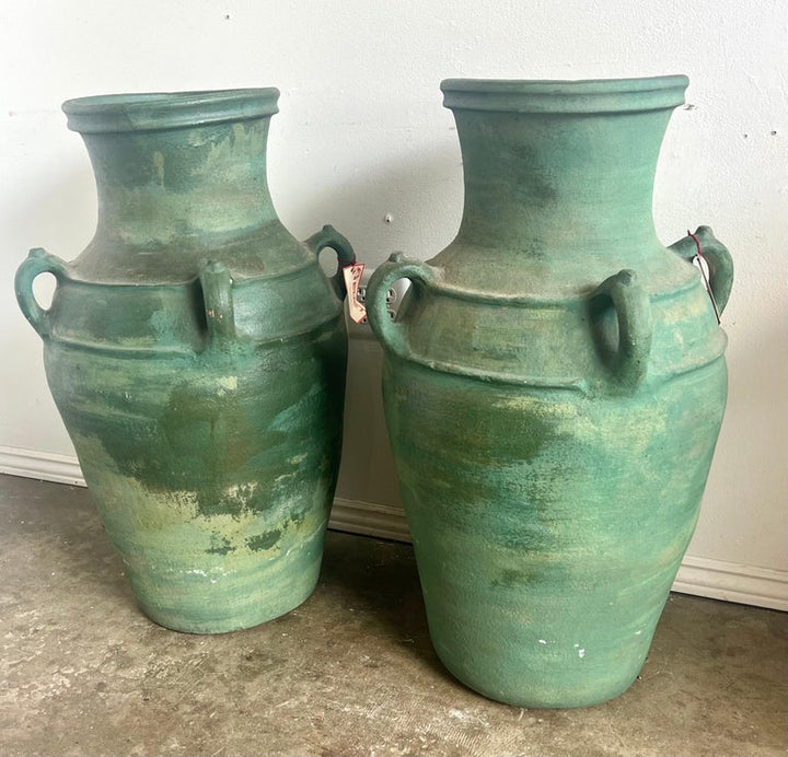 Pair of Italian Glazed Ceramic Urns C. 1930's