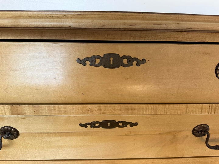 A Sculptural Dutch Bombe Commode in Bleached Maple