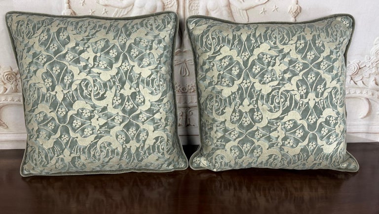 Pair Of Authentic Venetian Oneiroi Patterned Fortuny Pillows
