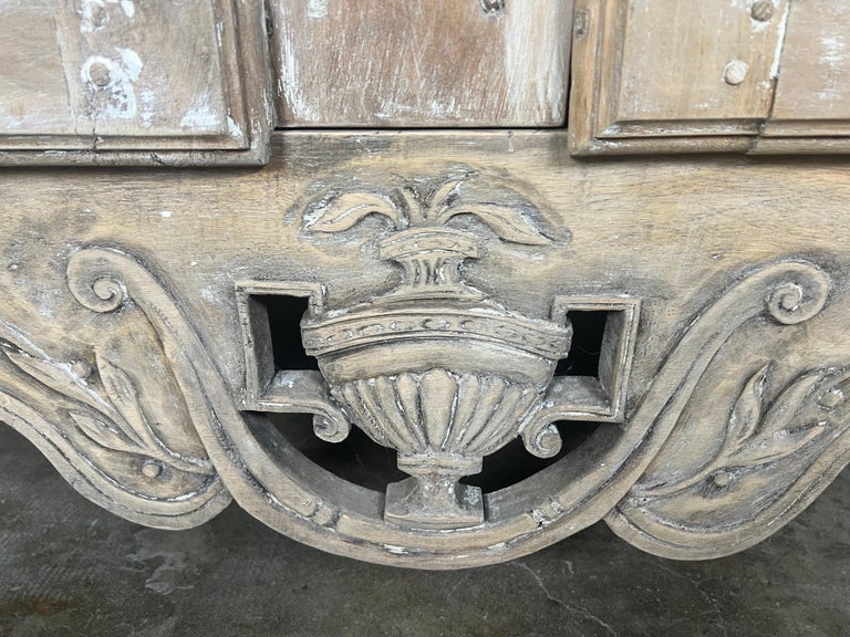 18th C. French Carved Buffet with Distressed Painted Finish