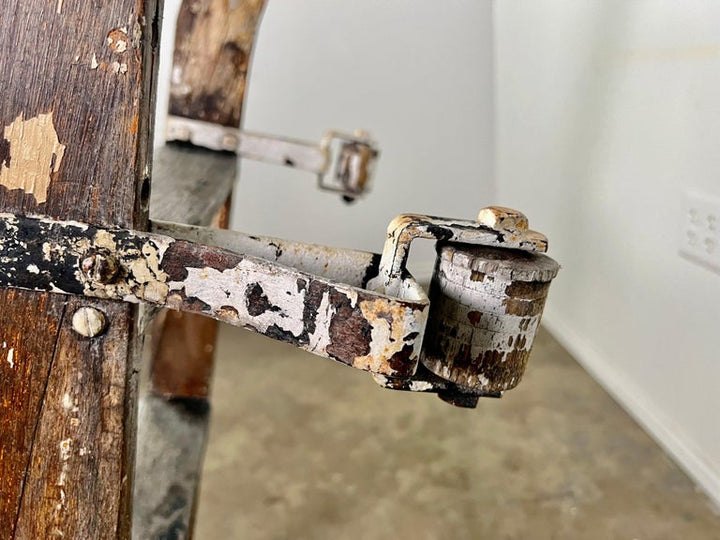 Antique Rustic Library Ladder, Iron & Wood with Distressed Patina