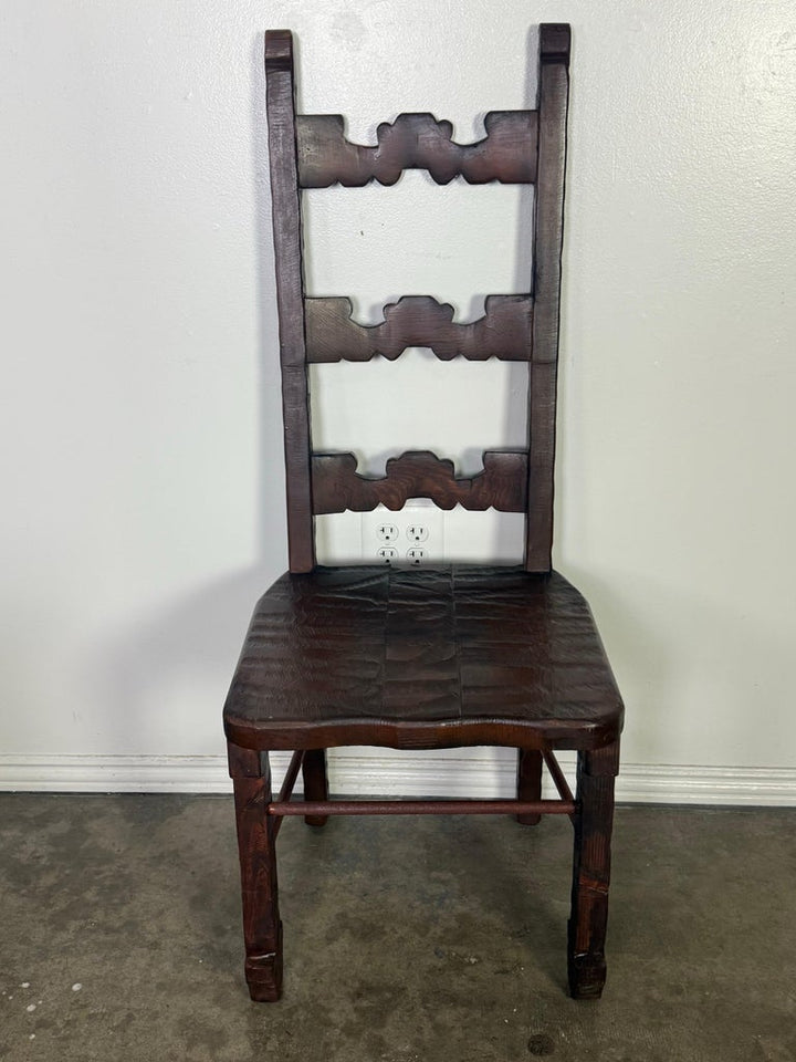 Set of 8 Spanish Colonial Revival Carved Wood Dining Chairs, Mid-20th Century