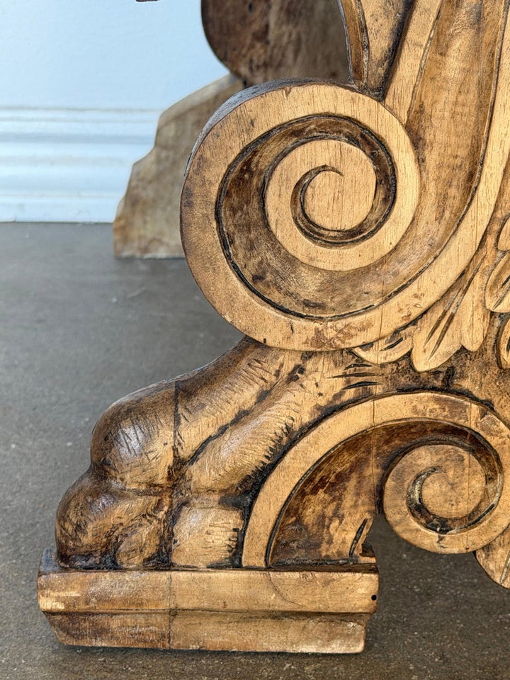 Pair of 19th C. Italian Renaissance Sgabello Hall Chairs - Heavily Carved Walnut