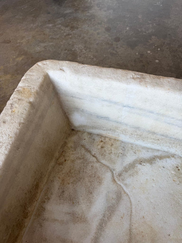 Antique Hand-Carved Stone Farmhouse Sink Basin with Rustic Architectural