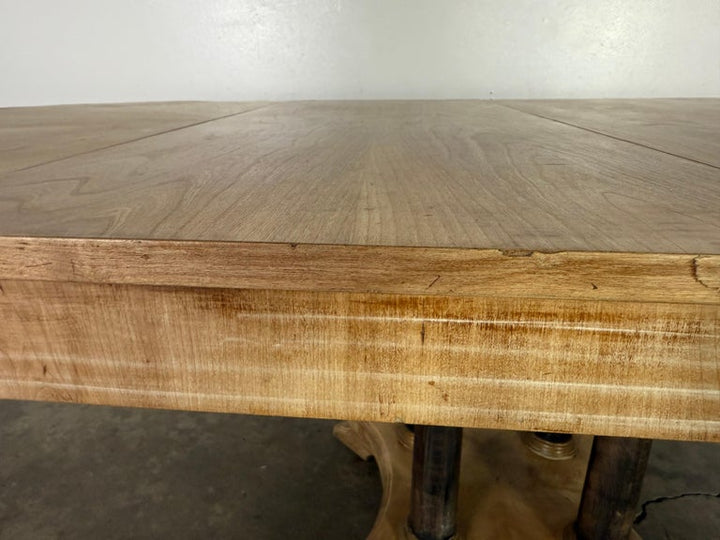 Vintage Expandable Round-to-Oval Dining Table with Pedestal Base