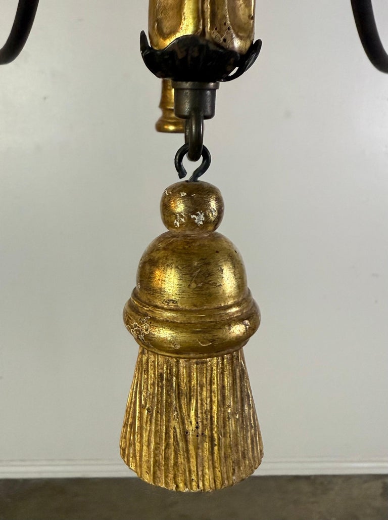 Paul Ferrante Gilt and Iron Six-Light Chandelier, 20th Century