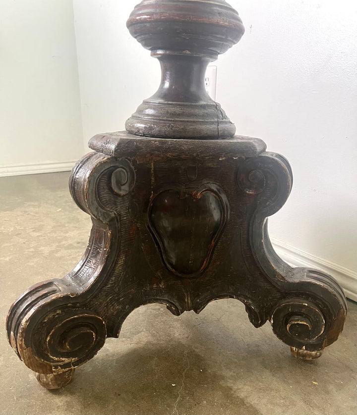 18th Century Italian Baroque Carved Standing Lamp w/ Parchment Shade