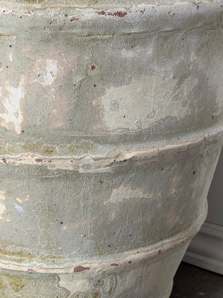 Vintage Barrel Form Terracotta Planter - Ribbed Olive Jar