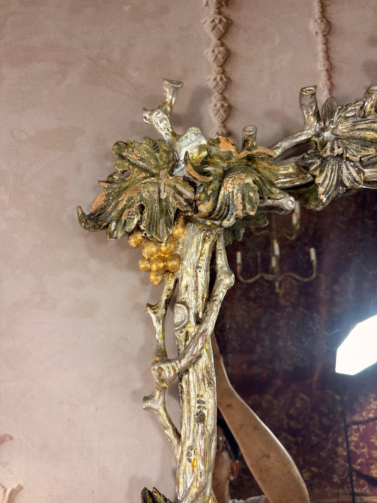 Pair of Italian Baroque Wall Mirrors, Hand-Carved Wood, Circa 1960s