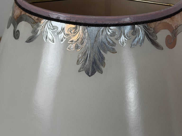 Pair of Murano Pink and Gold Glass Table Lamps w/ Coordinating Parchment Shades