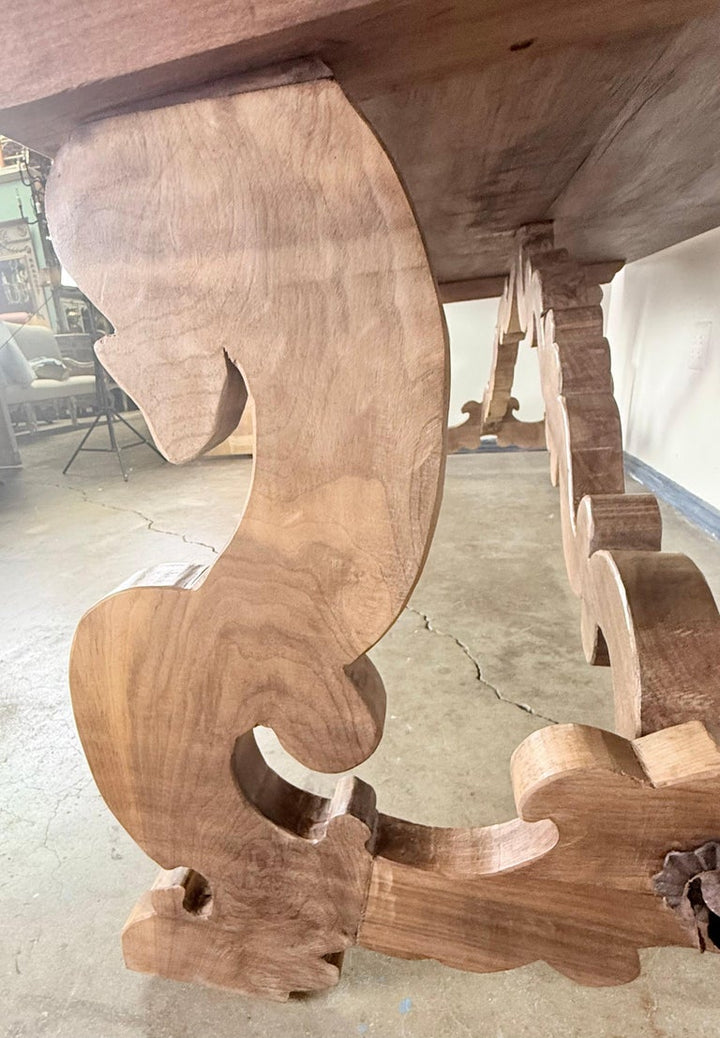 Spanish Revival Style Ten-Foot Dining Table in Solid Walnut