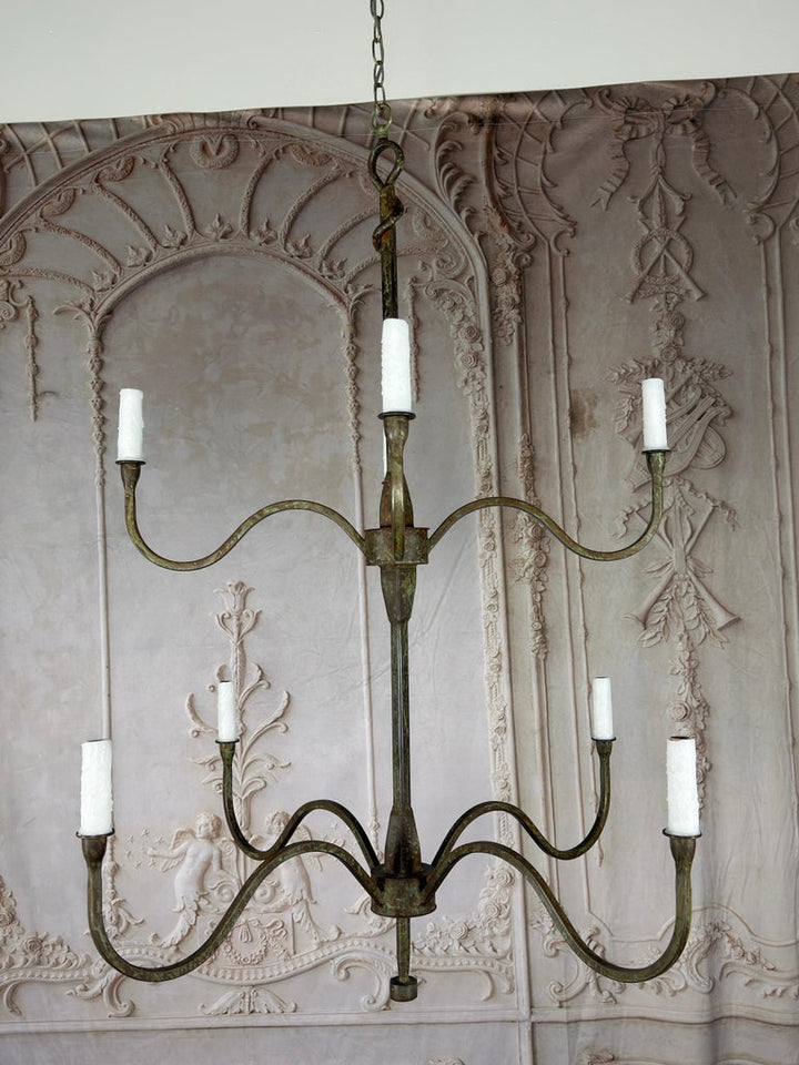 Modern Hand-Forged Wrought Iron Chandelier by Melissa Levinson, USA
