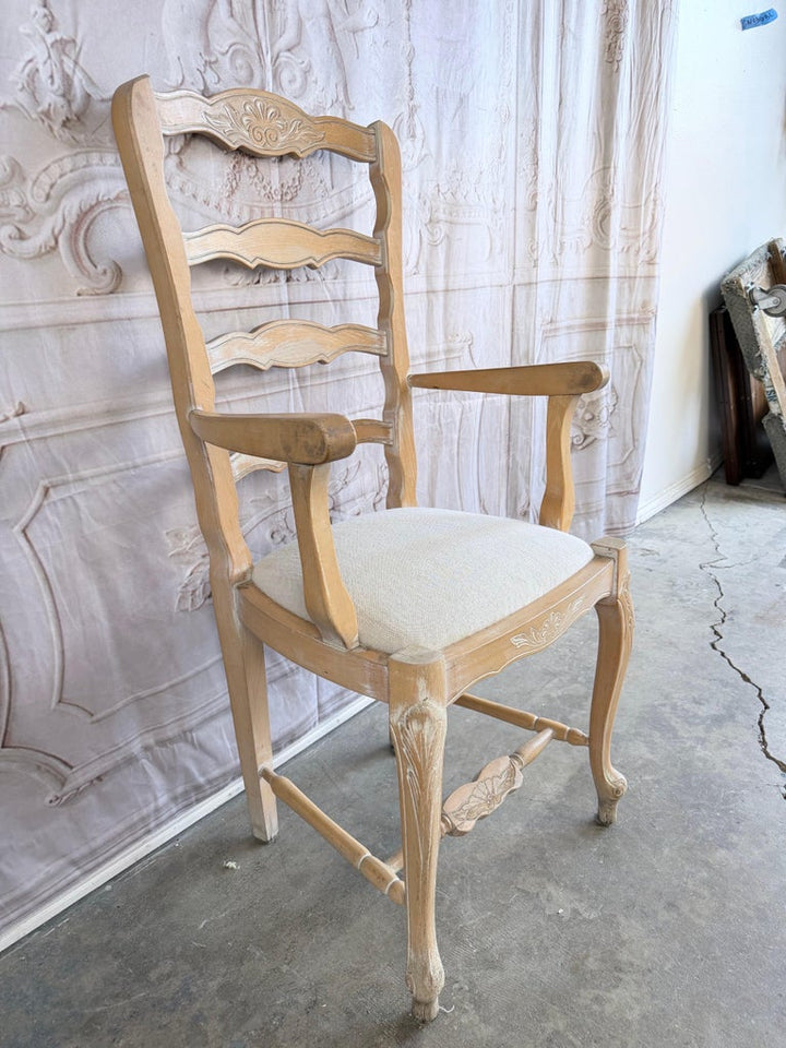 Set of 10 19th Century French Provincial Bleached Oak Ladderback Dining Chairs
