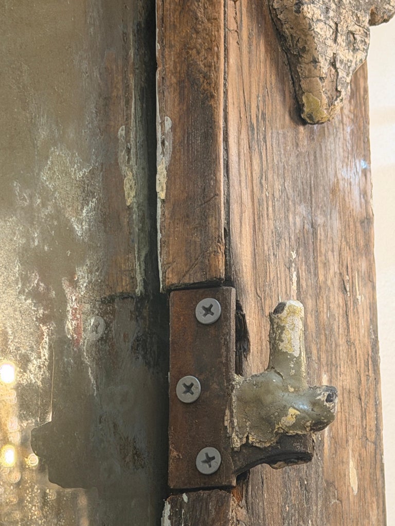 Neoclassical Pier Mirror, Distressed Wood, Circa 1880s
