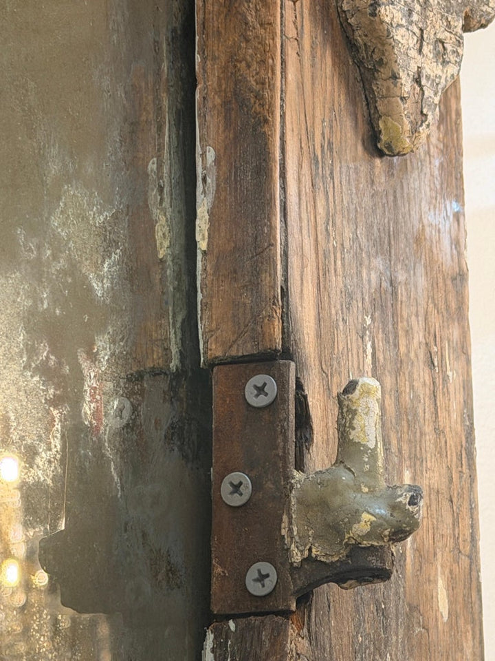 Neoclassical Pier Mirror, Distressed Wood, Circa 1880s