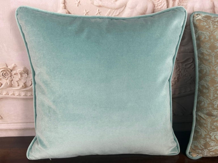 Custom Fortuny Decorative Pillows in Gilt Gold &amp; Aquamarine, Italy