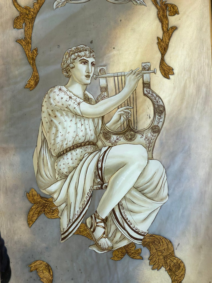 Neoclassical Reverse Painted Mirror Panels, Early 20th Century