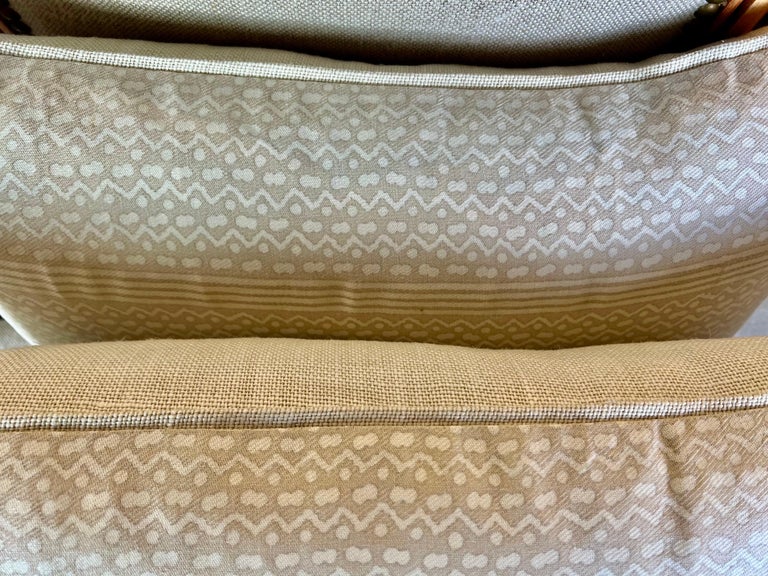 Tapa Stripe Patterned Fortuny Textile Pillows w/ Linen Backs, Pair