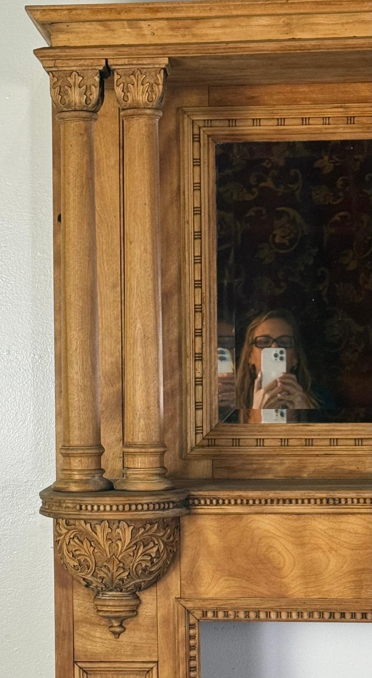 Antique Continental Architectural Wood Fireplace Mantel, 19th Century