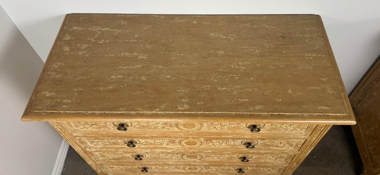 Pair of Swedish Gustavian Painted Four-Drawer Chests of Drawers