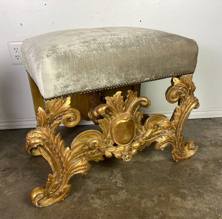 Pair of Italian Baroque Style Gilt Wood Benches C. 1920