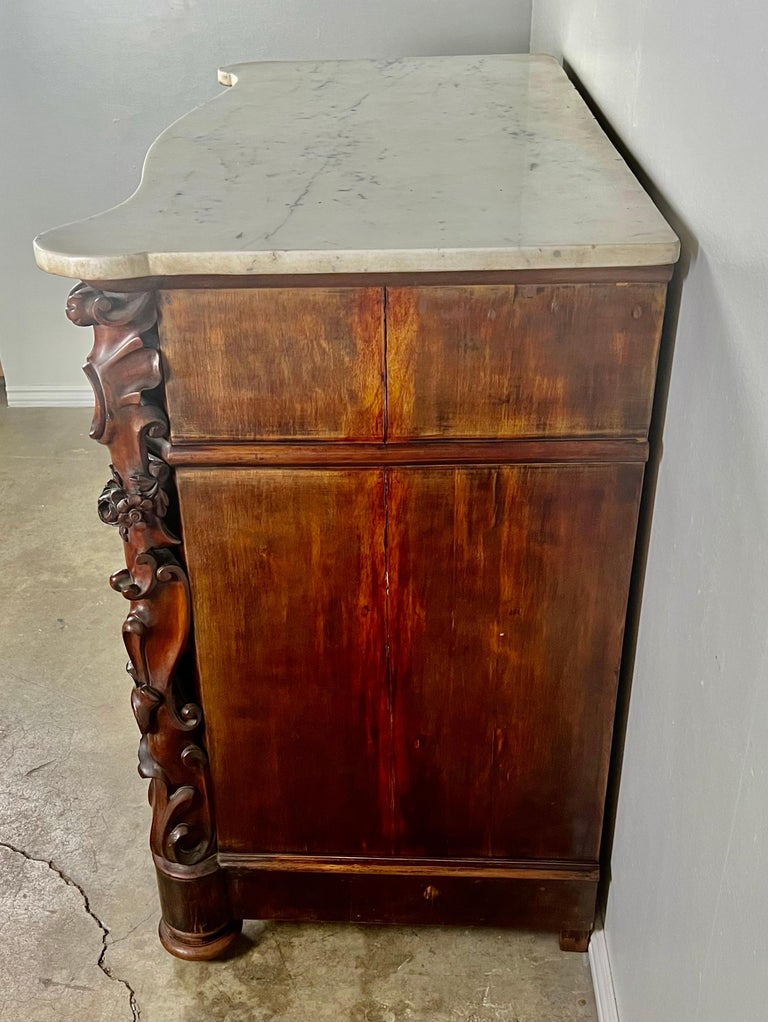 19th Century English Feathered Mahogany '4' Drawer Commode