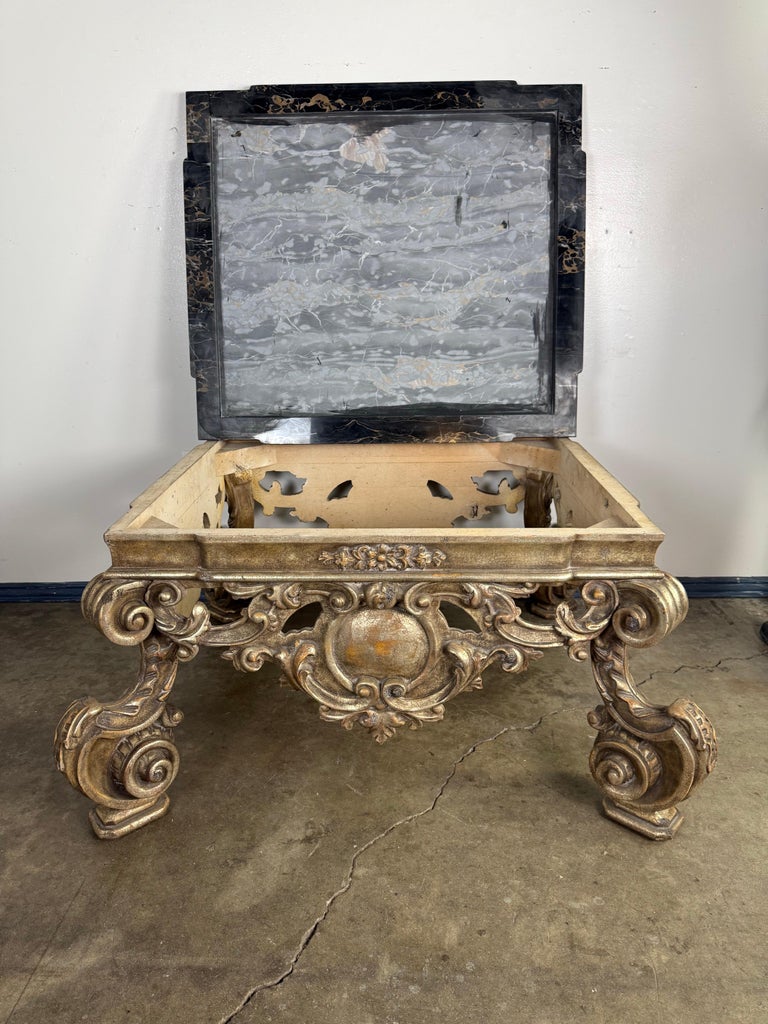Giltwood and Ebonized Marble Coffee Table by Brustlin Workshop, Los Angeles