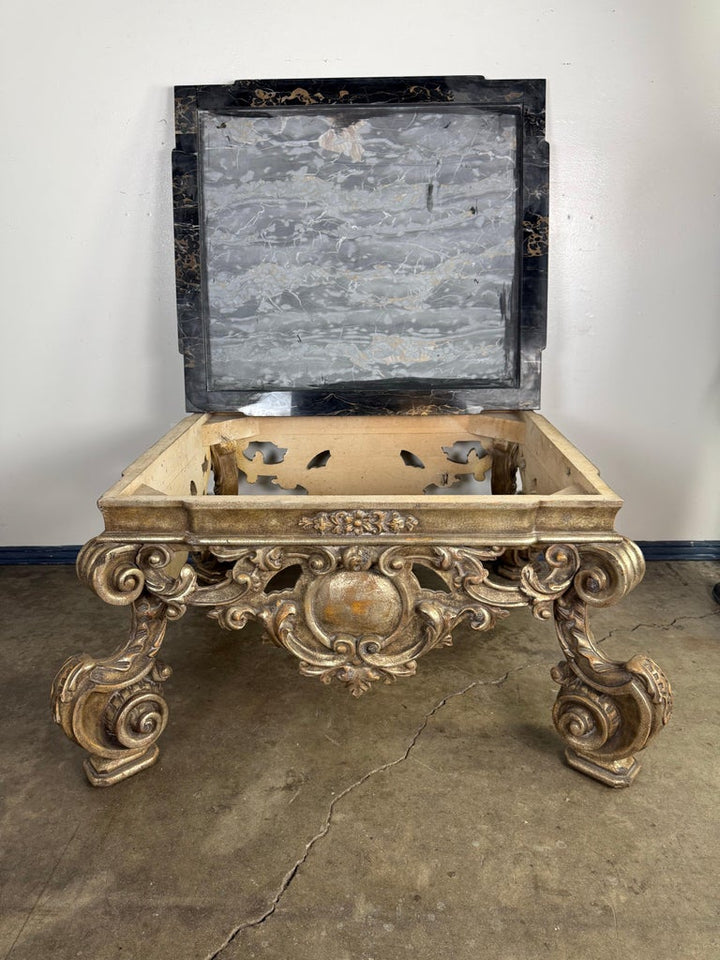 Giltwood and Ebonized Marble Coffee Table by Brustlin Workshop, Los Angeles