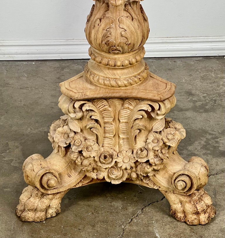 19th C. French Carved Bleached Walnut Standing Lamp