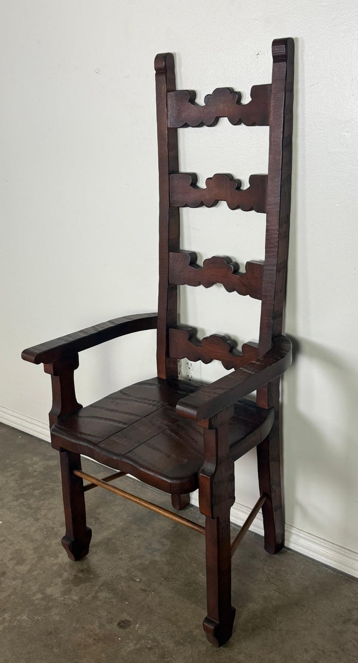 Set of 8 Spanish Colonial Revival Carved Wood Dining Chairs, Mid-20th Century
