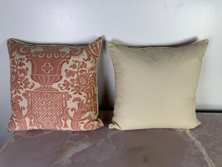Pair of Fortuny Textile Pillows with Classical Urn Motif