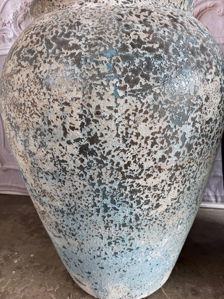Large Rustic Textured Terracotta Amphora Vessels – Pair of Aged Mediterranean