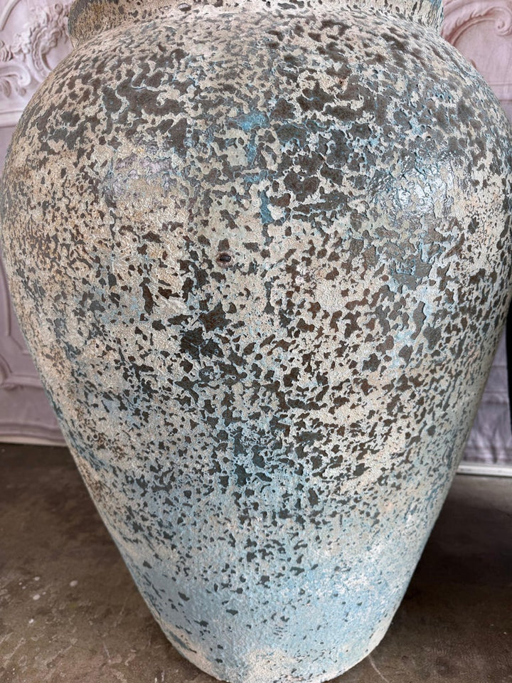 Large Rustic Textured Terracotta Amphora Vessels – Pair of Aged Mediterranean