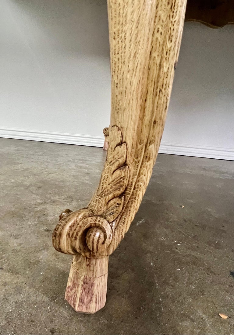 19th Century French White Oak & Burl Walnut Dining Table