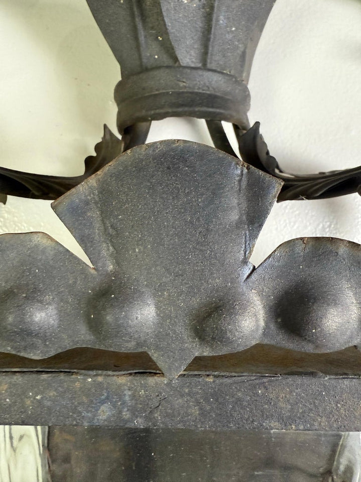 Set of Five Hand-Forged Spanish Wrought Iron Wall Lanterns