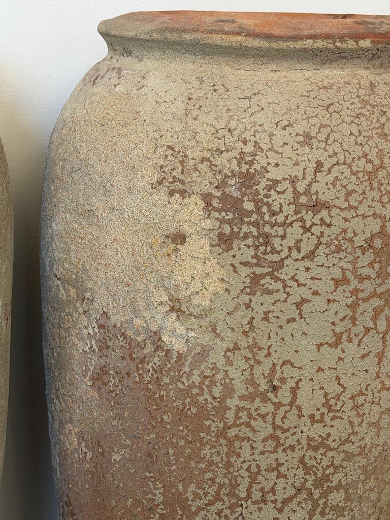 Pair of Monumental Antique Water Jars - Tall Crucible Form Olive Jars